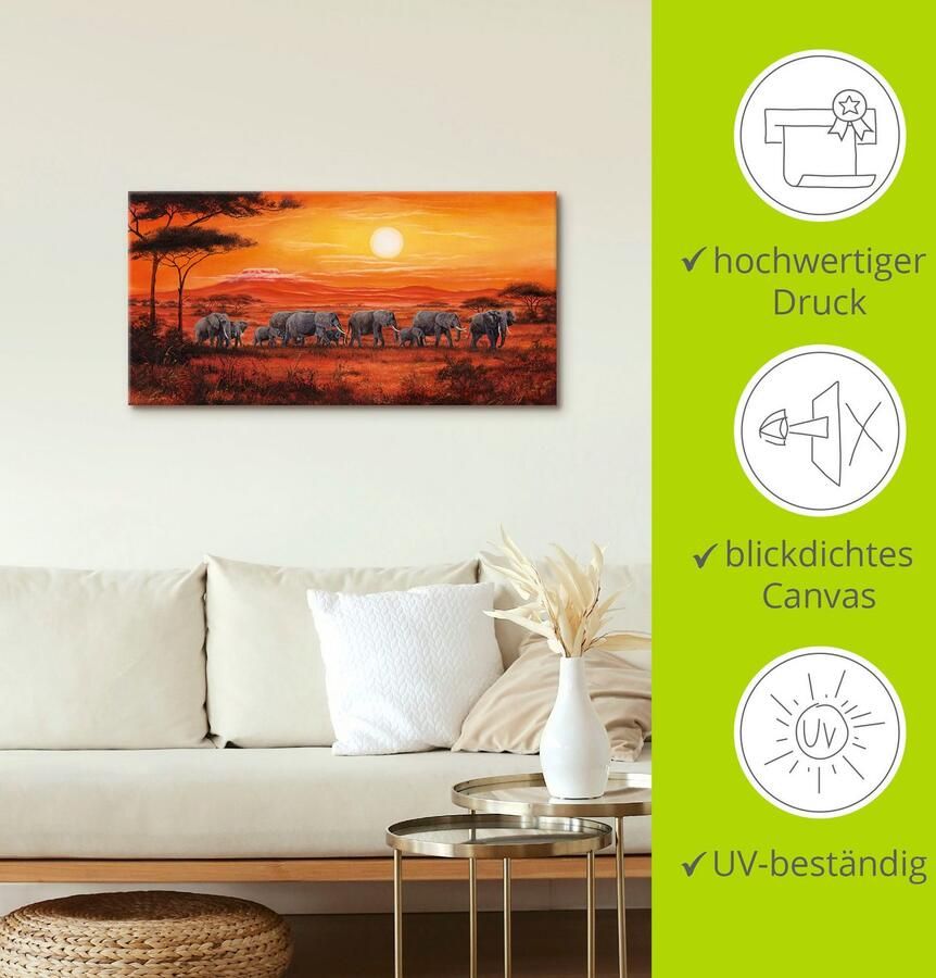 Artland Artprint op linnen Olifantenkudde - Foto 3