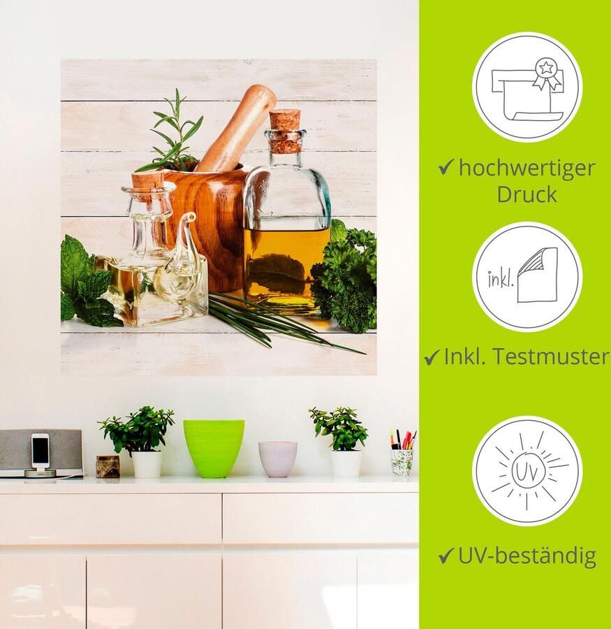 Artland Artprint Olijfolie en kruiden keuken als artprint van aluminium artprint voor buiten artprint op linnen poster muursticker - Foto 3