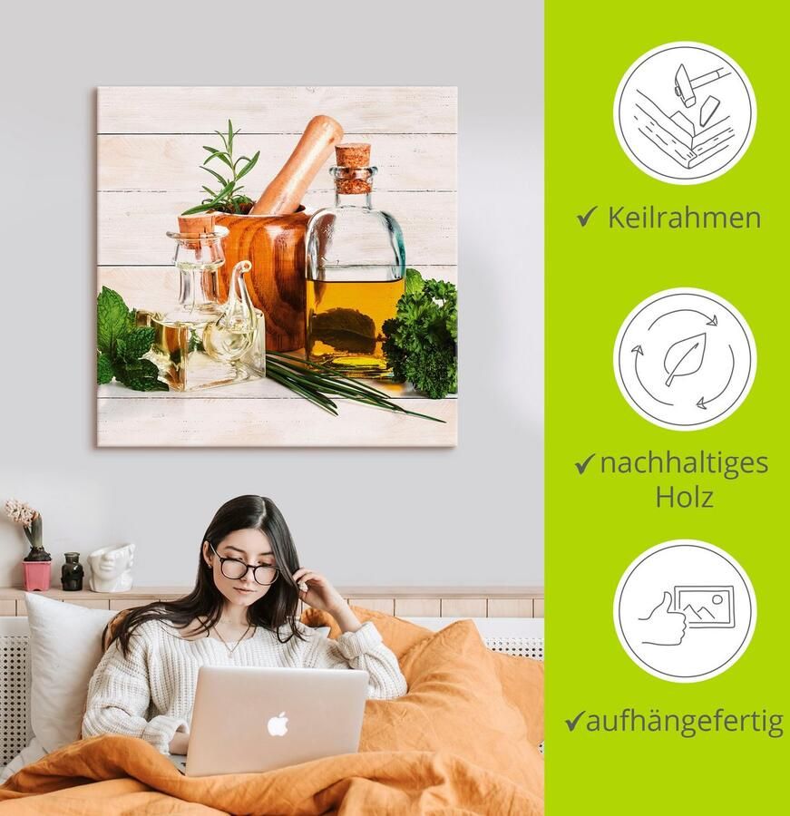 Artland Artprint Olijfolie en kruiden keuken als artprint van aluminium artprint voor buiten artprint op linnen poster muursticker - Foto 2