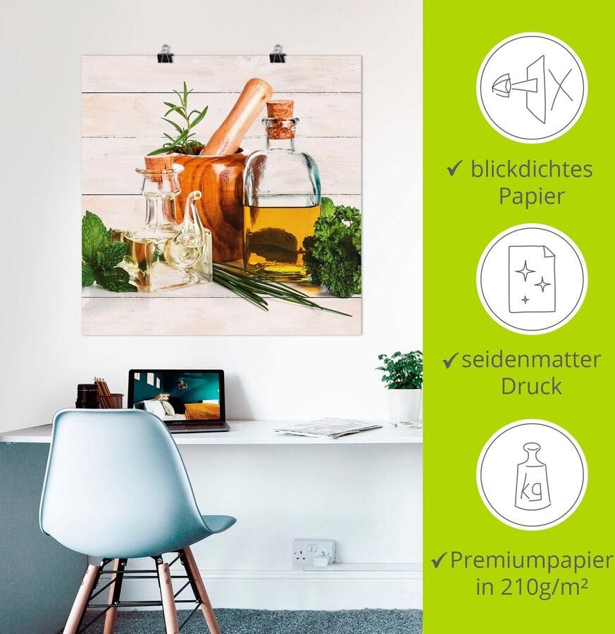 Artland Artprint Olijfolie en kruiden keuken als artprint van aluminium artprint voor buiten artprint op linnen poster muursticker - Foto 2