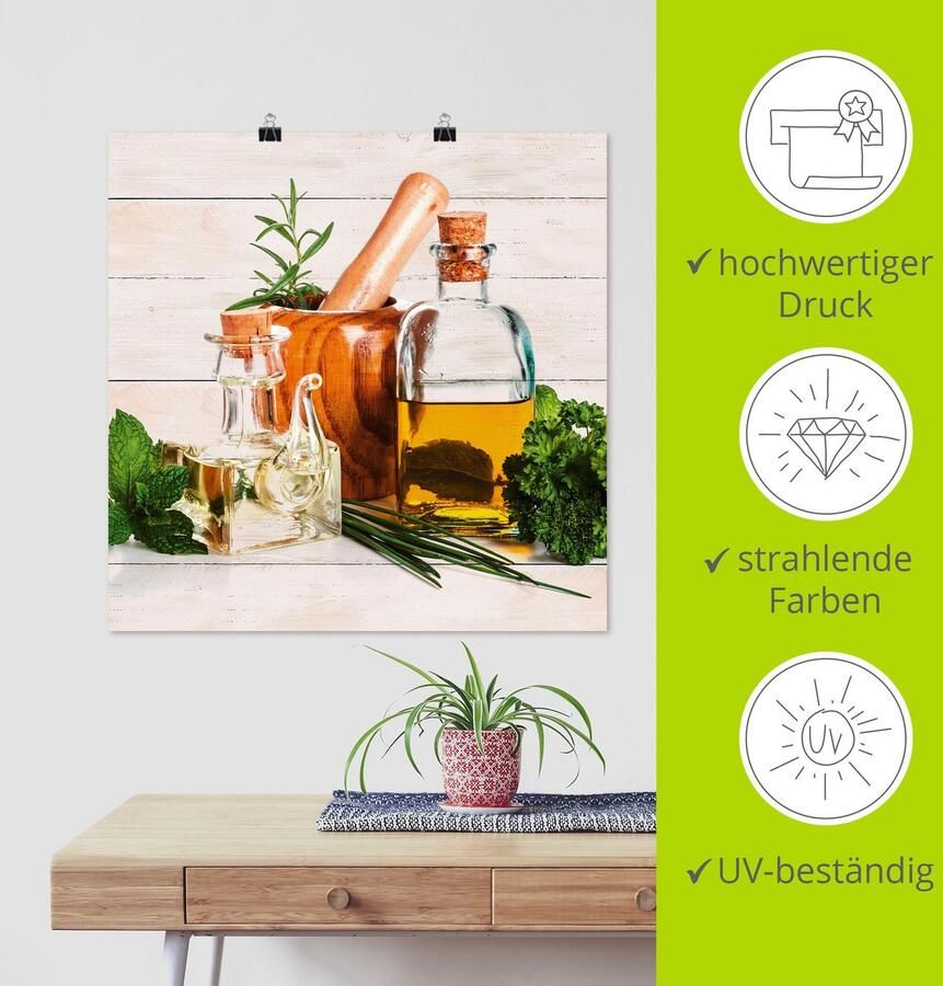 Artland Artprint Olijfolie en kruiden keuken als artprint van aluminium artprint voor buiten artprint op linnen poster muursticker - Foto 3