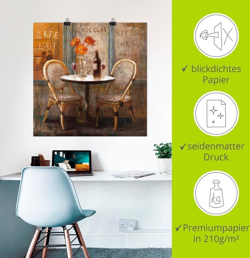 Artland Artprint Ontmoet me in het café I als artprint op linnen poster in verschillende formaten maten - Foto 3