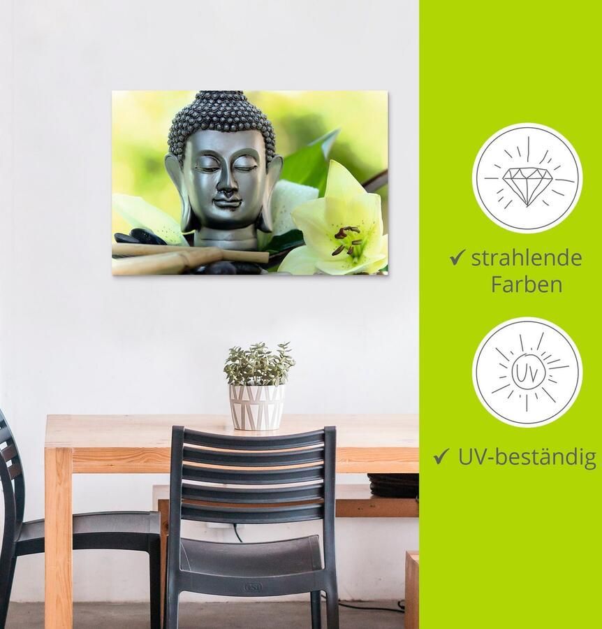 Artland Artprint Ontspanning en rust met boeddha als artprint van aluminium artprint voor buiten artprint op linnen poster muursticker - Foto 3