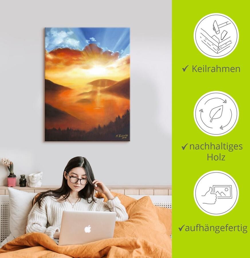 Artland Artprint Ontwaken in de natuur als artprint op linnen poster in verschillende formaten maten - Foto 4