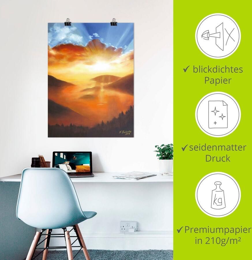 Artland Artprint Ontwaken in de natuur als artprint op linnen poster in verschillende formaten maten - Foto 2