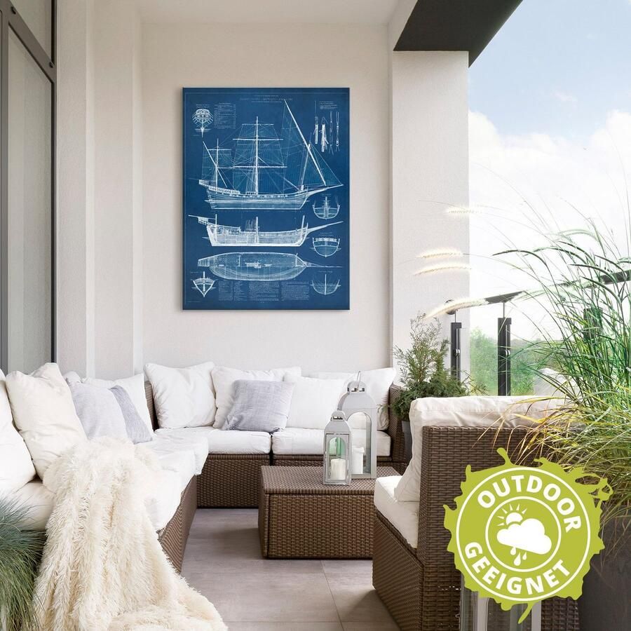 Artland Artprint Ontwerp voor een antieke boot I als artprint van aluminium artprint voor buiten muursticker in diverse maten