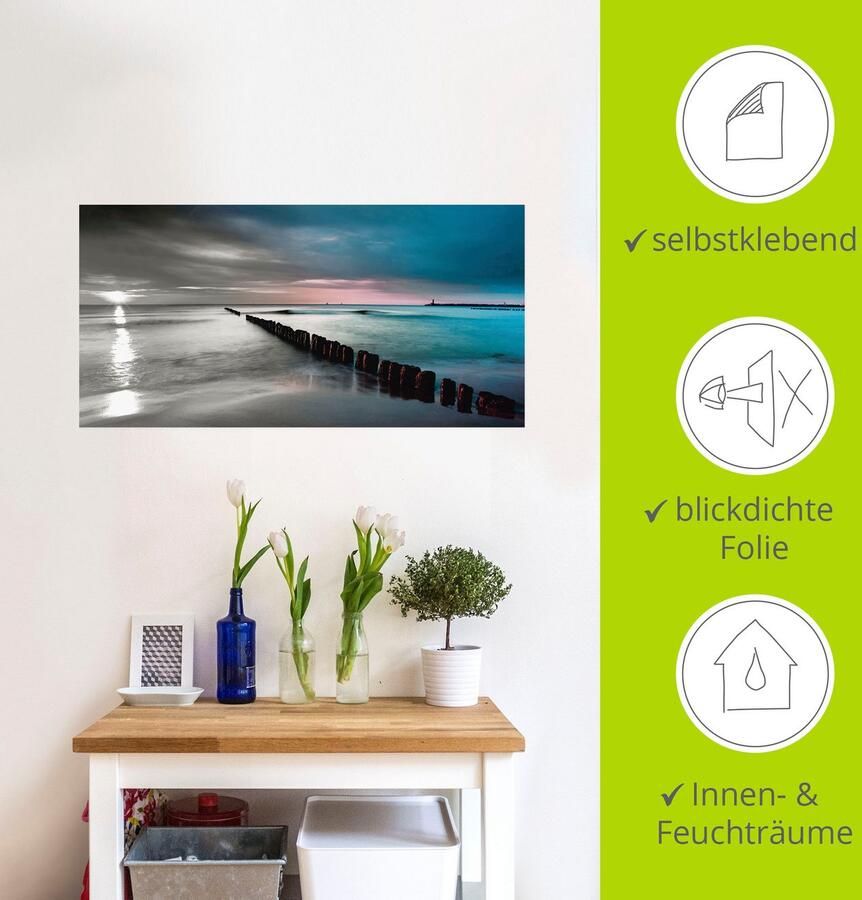 Artland Artprint Oostzee met zonsopkomst z w als artprint op linnen muursticker in verschillende maten - Foto 4