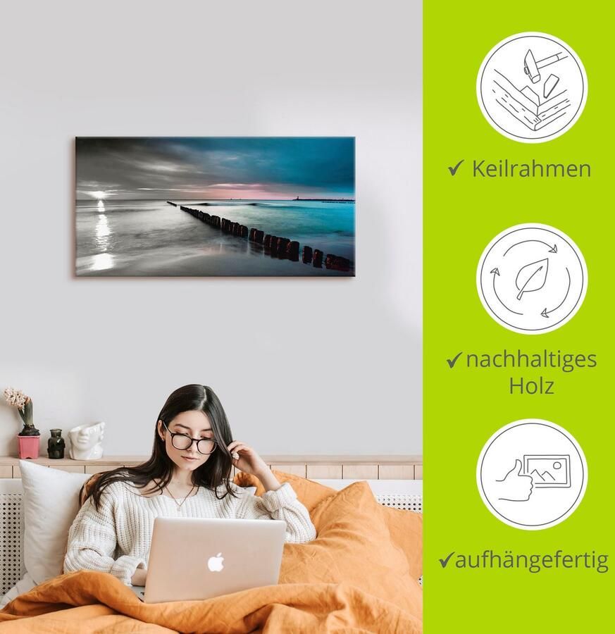 Artland Artprint Oostzee met zonsopkomst z w als artprint op linnen muursticker in verschillende maten - Foto 2