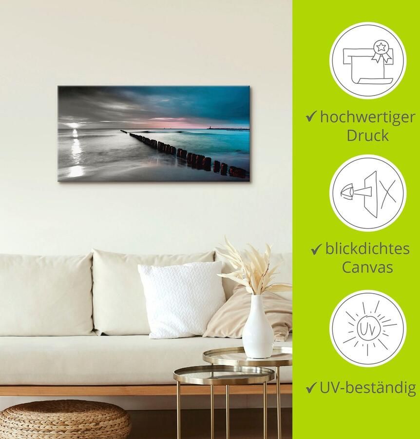 Artland Artprint Oostzee met zonsopkomst z w als artprint op linnen muursticker in verschillende maten - Foto 3