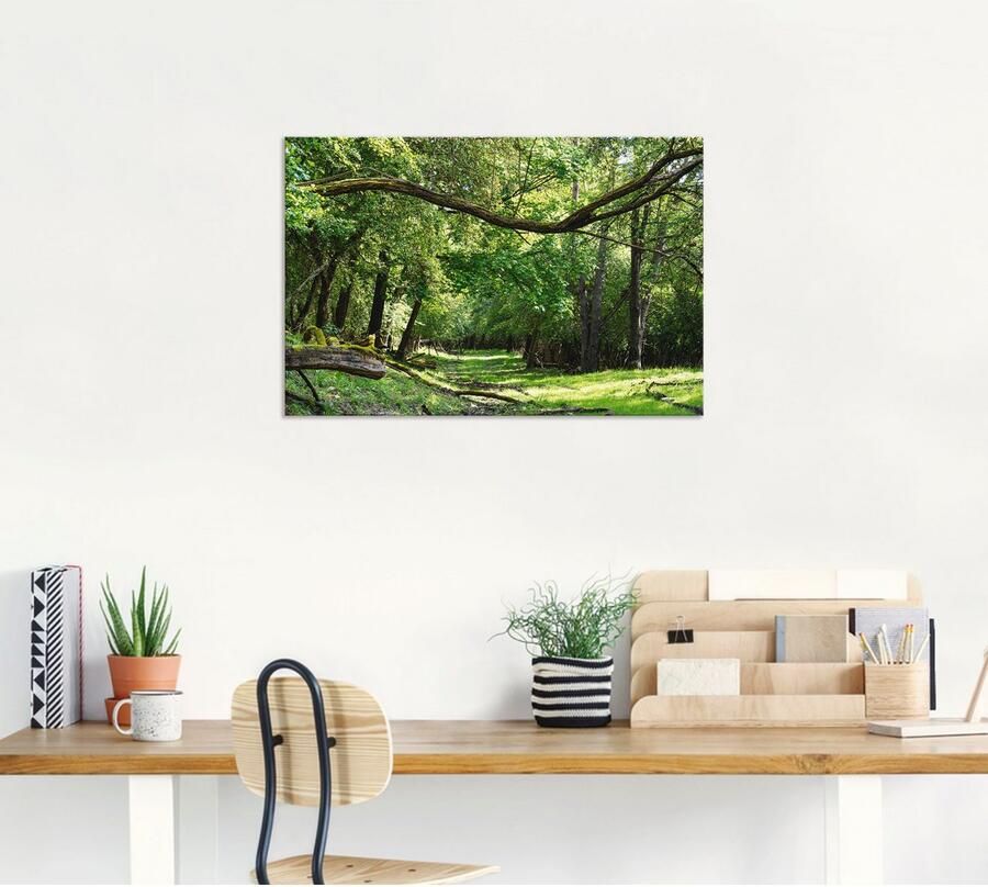 Artland Artprint Op de groene weg door het groene bos als artprint van aluminium artprint voor buiten artprint op linnen poster in verschillende maten. maten - Foto 4