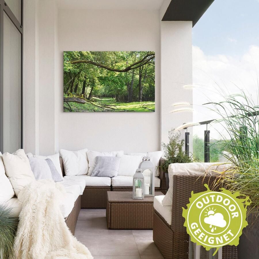 Artland Artprint Op de groene weg door het groene bos als artprint van aluminium artprint voor buiten artprint op linnen poster in verschillende maten. maten