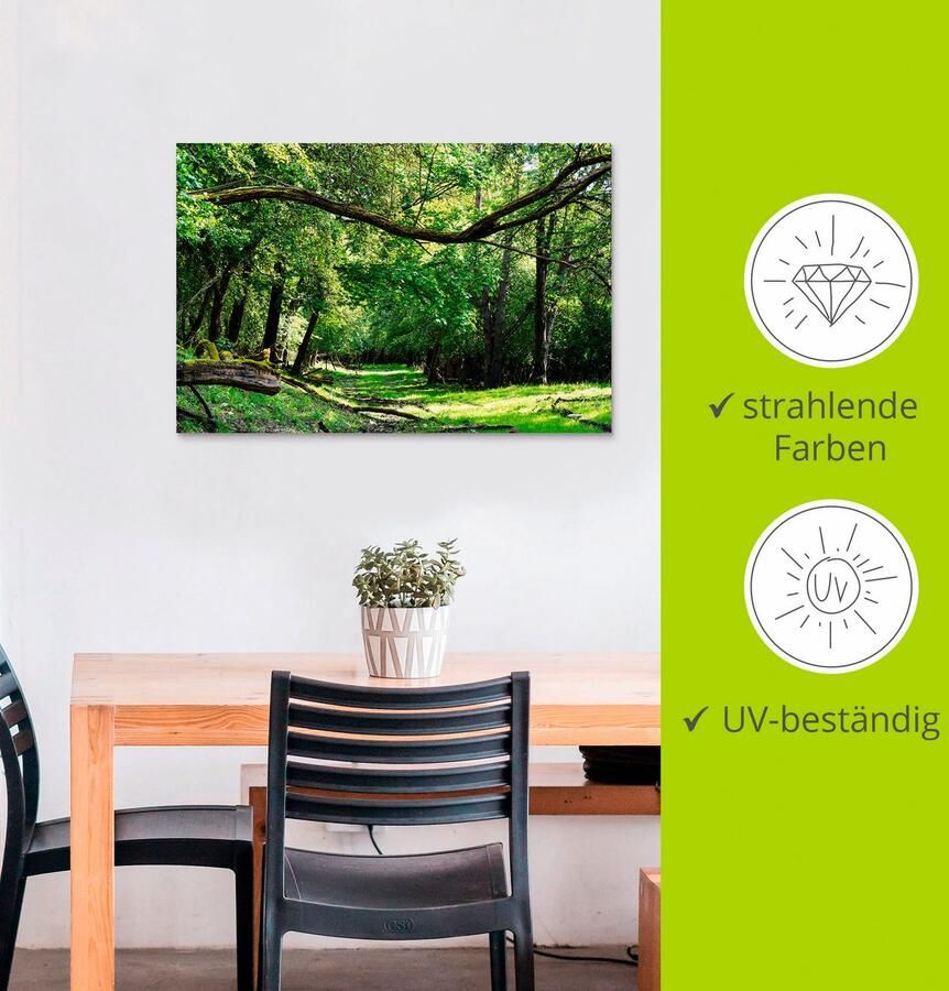 Artland Artprint Op de groene weg door het groene bos als artprint van aluminium artprint voor buiten artprint op linnen poster in verschillende maten. maten - Foto 2