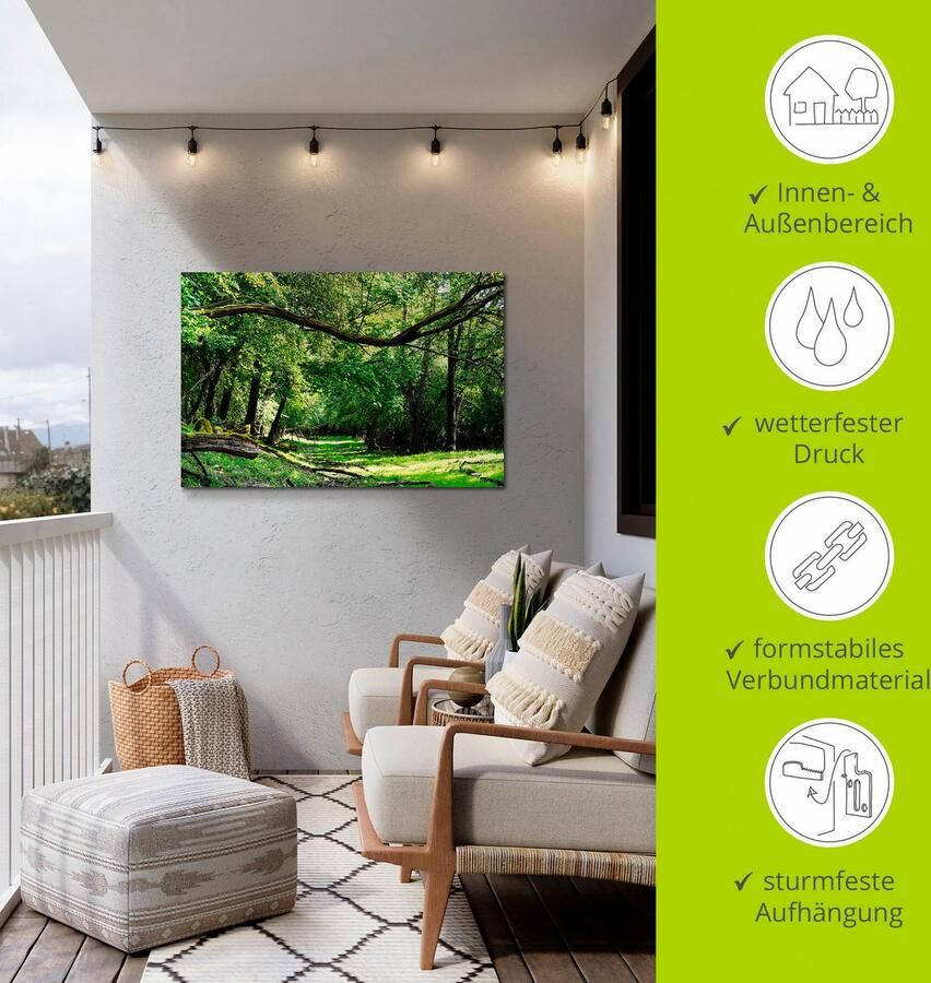 Artland Artprint Op de groene weg door het groene bos als artprint van aluminium artprint voor buiten artprint op linnen poster in verschillende maten. maten - Foto 3