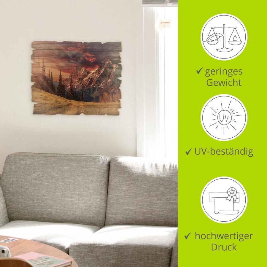 Artland Artprint op hout Alpien hoogland - Foto 4