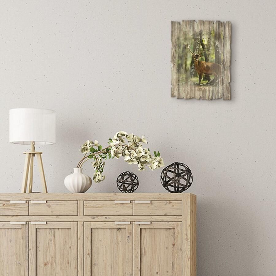 Artland Artprint op hout Edelhert 4 bos - Foto 3