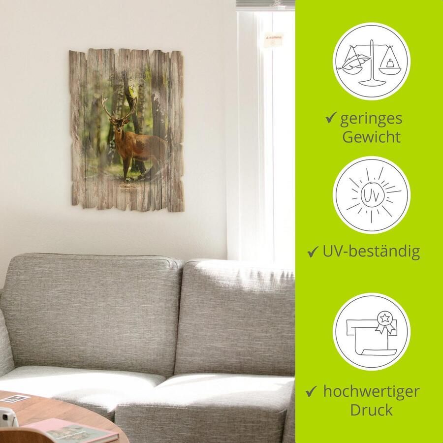 Artland Artprint op hout Edelhert 4 bos - Foto 4