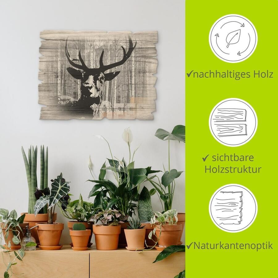 Artland Artprint op hout Edelhert collage - Foto 4
