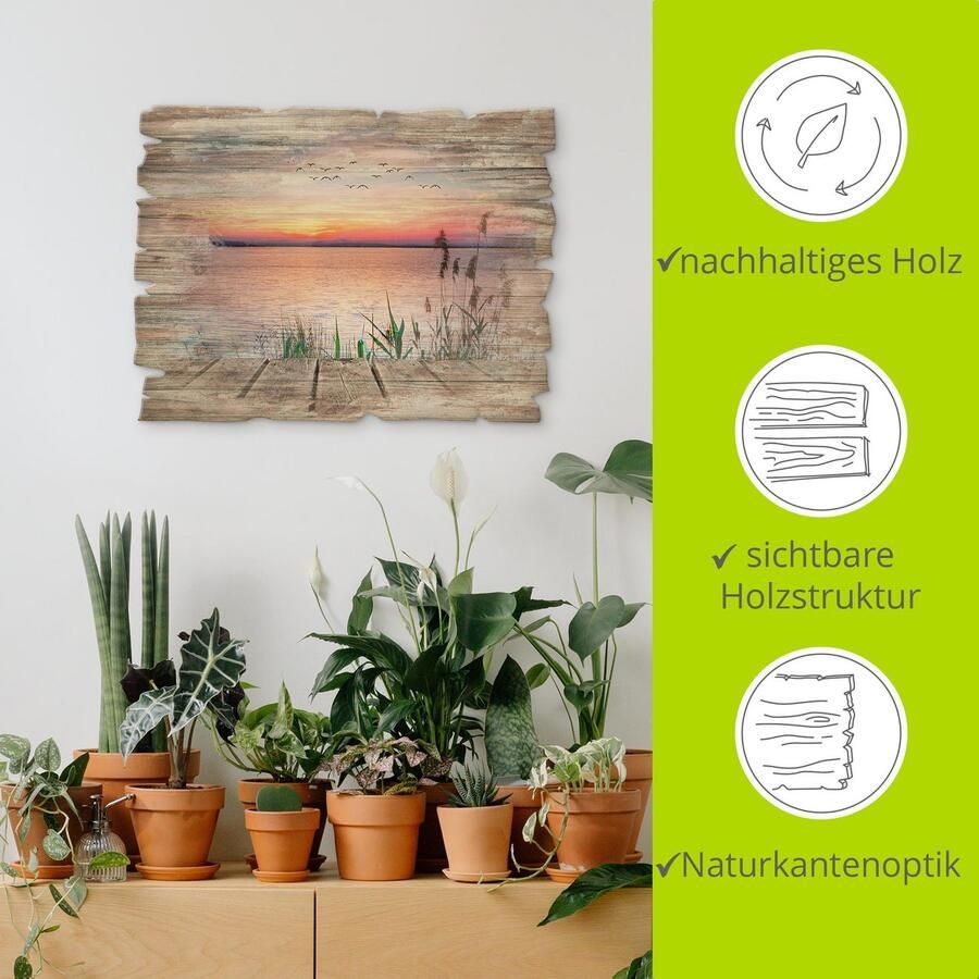 Artland Artprint op hout Het meer in de kleuren van de wolken - Foto 2