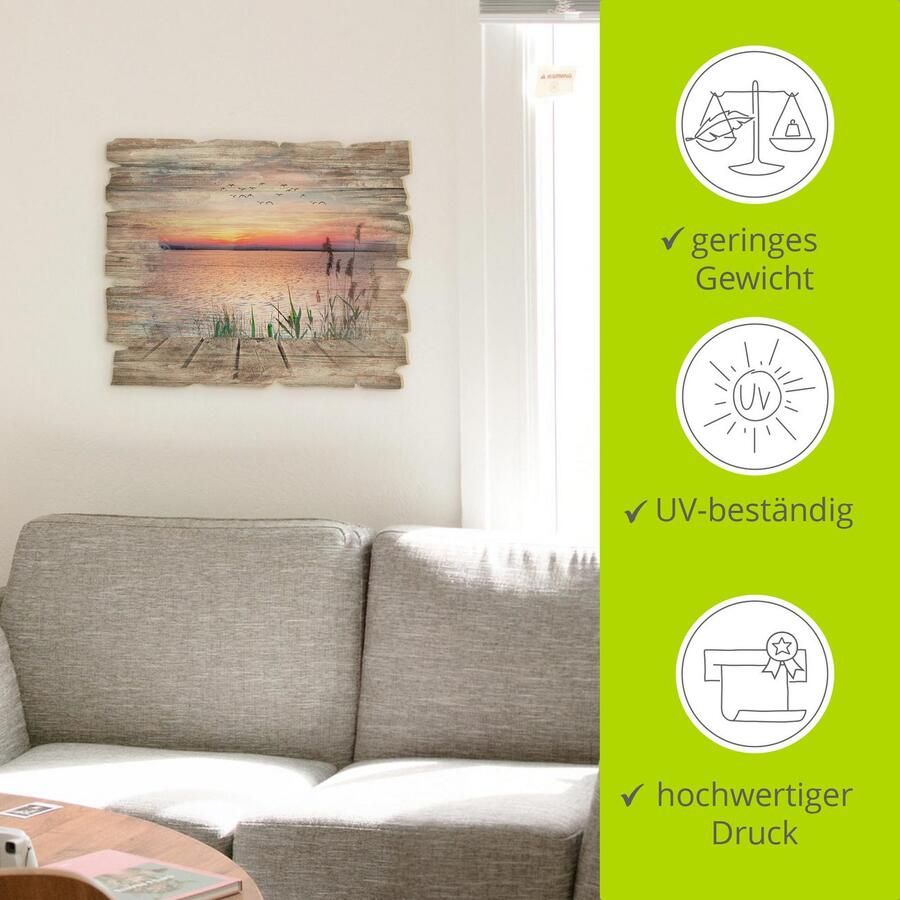 Artland Artprint op hout Het meer in de kleuren van de wolken - Foto 3