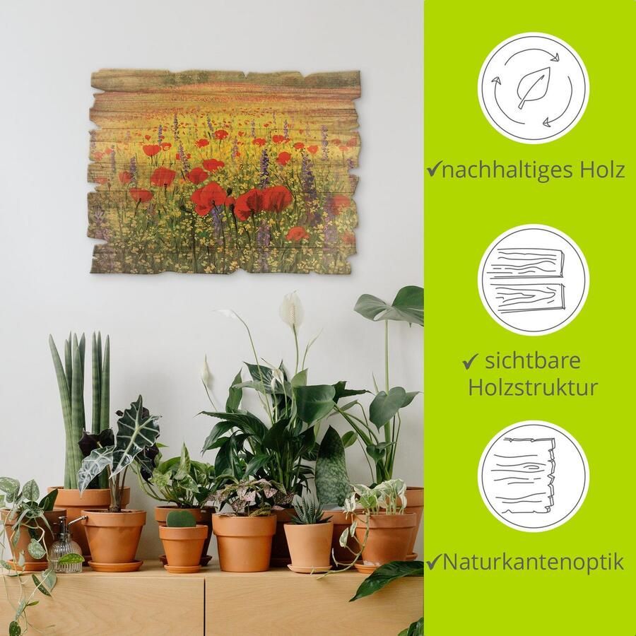 Artland Artprint op hout Klaprozenveld - Foto 3