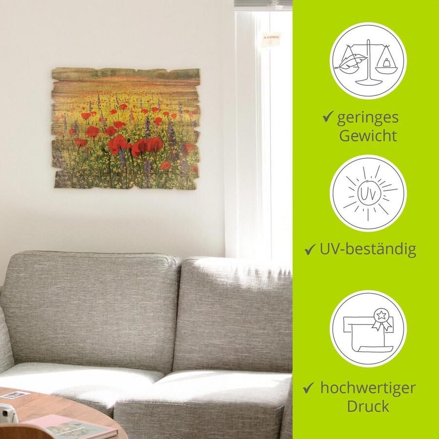 Artland Artprint op hout Klaprozenveld - Foto 4