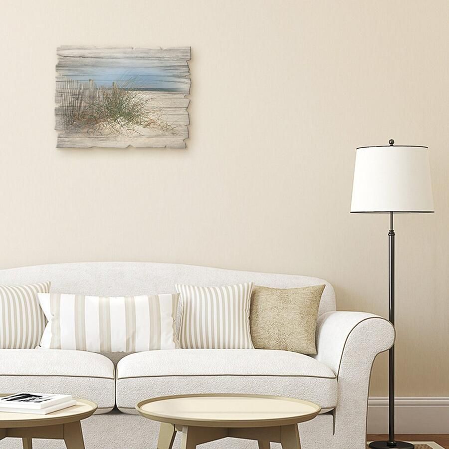 Artland Artprint op hout Mooie duinen met grassen en hek - Foto 3