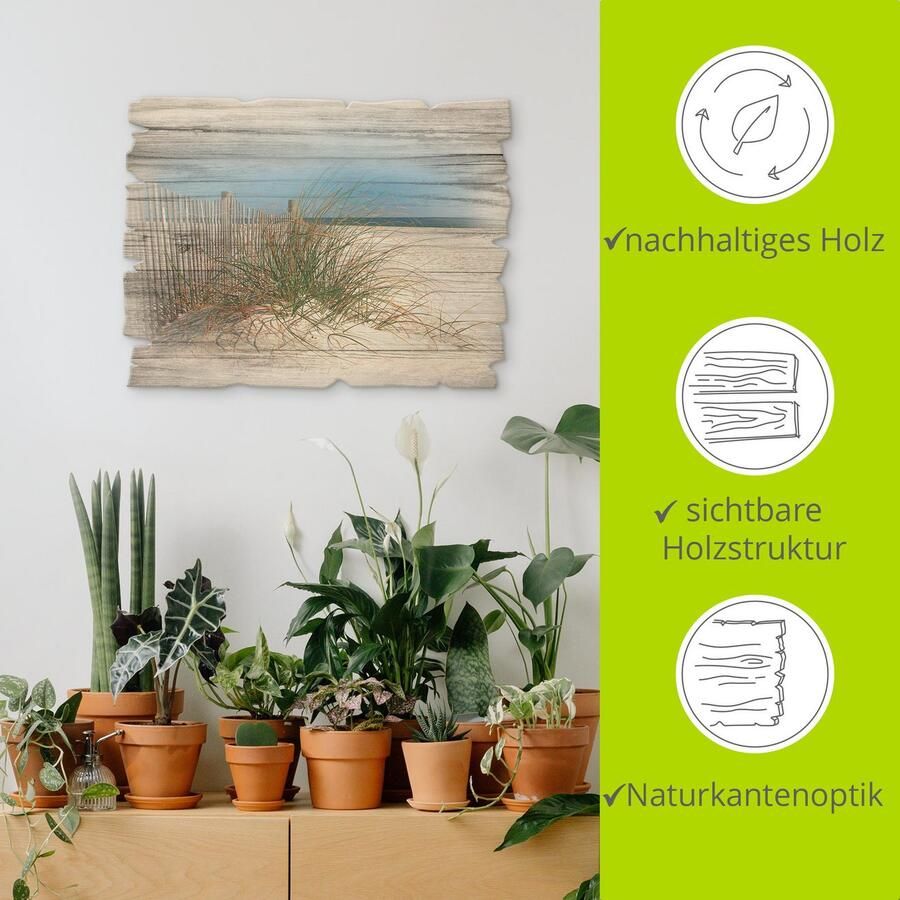 Artland Artprint op hout Mooie duinen met grassen en hek - Foto 4