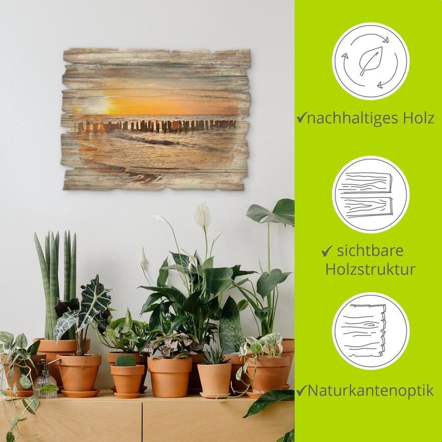 Artland Artprint op hout Mooie zonsondergang aan het strand - Foto 3