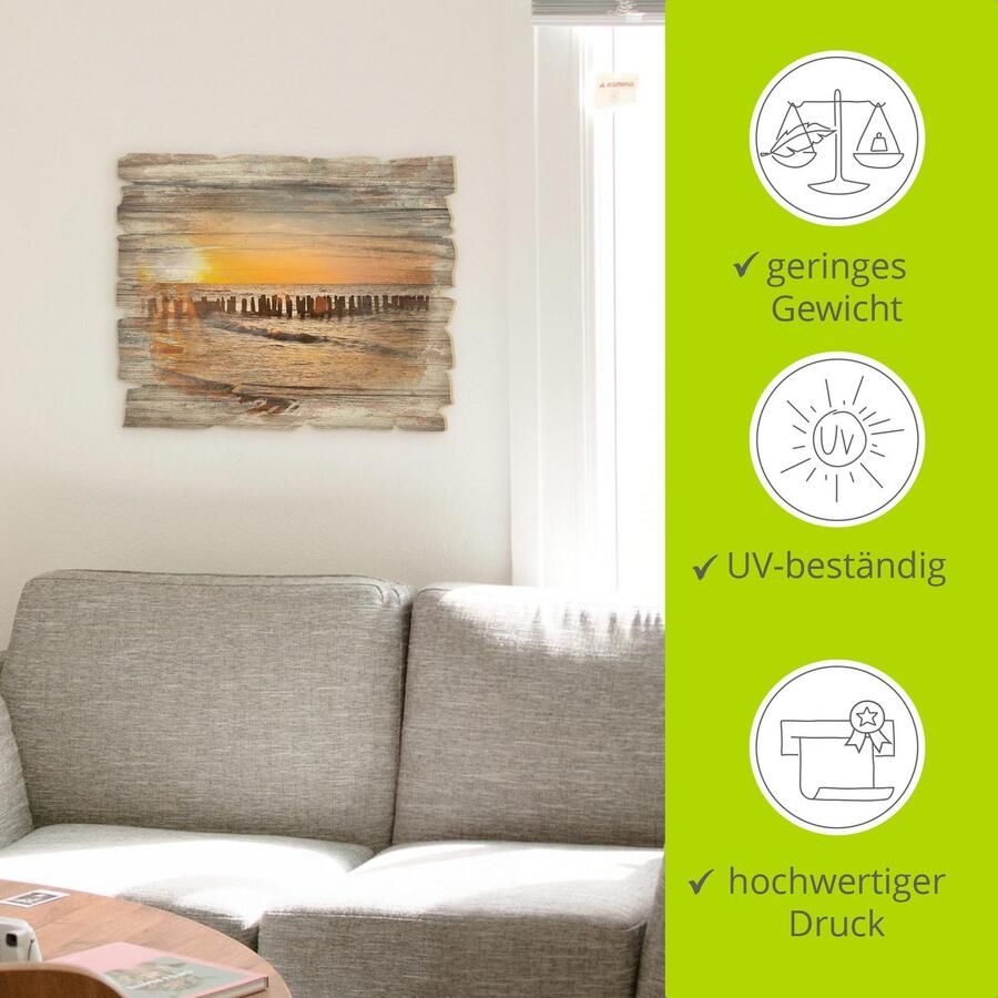 Artland Artprint op hout Mooie zonsondergang aan het strand - Foto 4