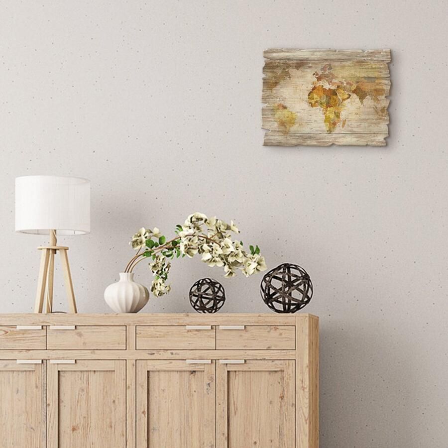 Artland Artprint op hout Wereldkaart - Foto 2