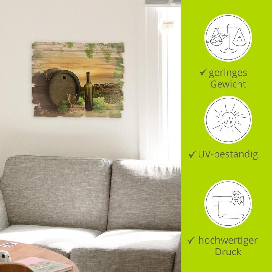 Artland Artprint op hout Wijn druiven wijnstokken wijngaard - Foto 3