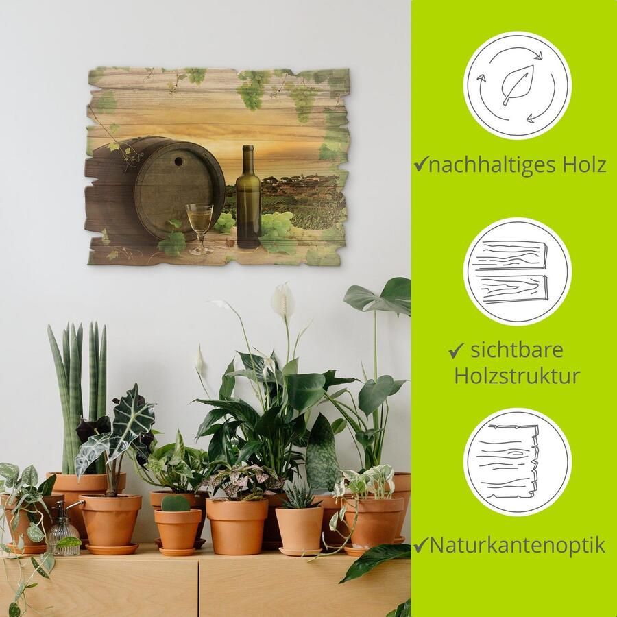 Artland Artprint op hout Wijn druiven wijnstokken wijngaard - Foto 4