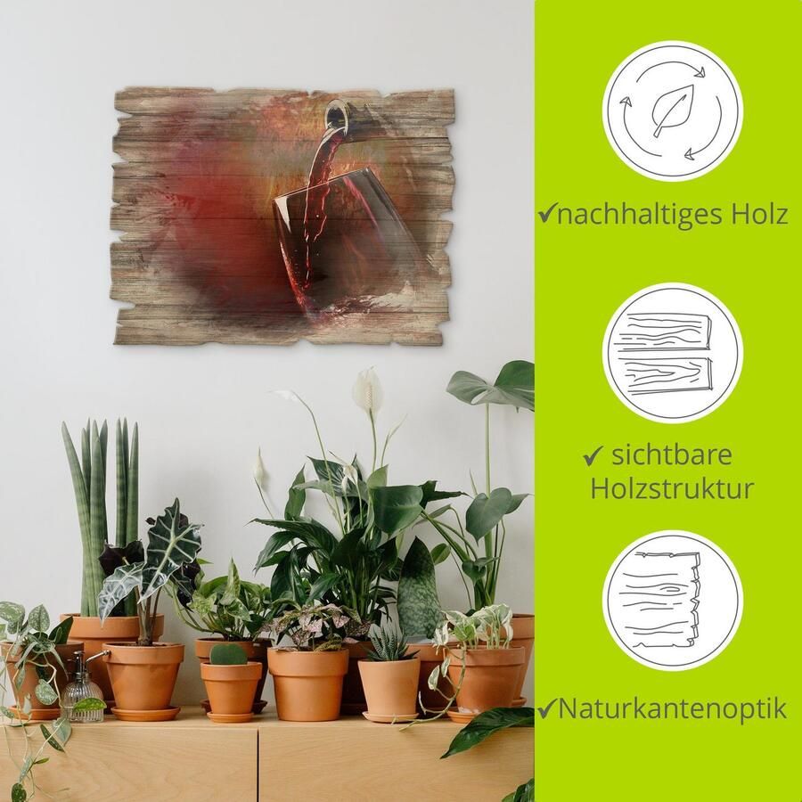 Artland Artprint op hout Wijn rode wijn - Foto 4
