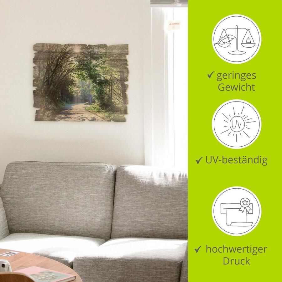 Artland Artprint op hout Zonnig bos - Foto 3