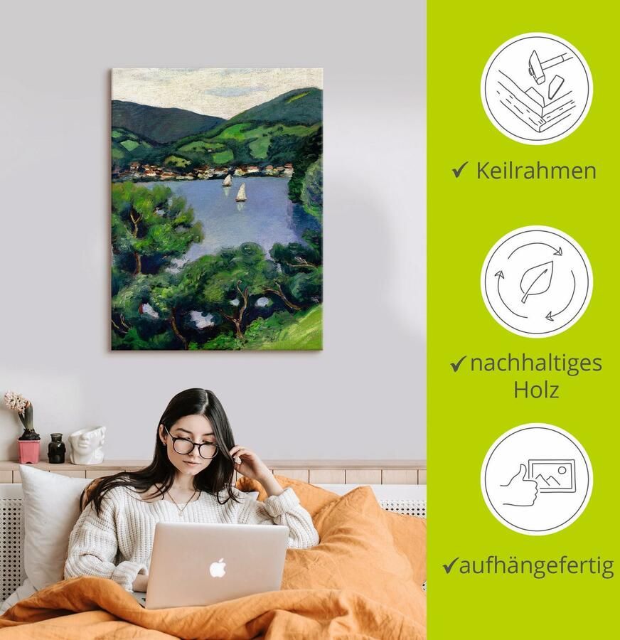 Artland Artprint op linnen Aanzicht van de Tegernsee