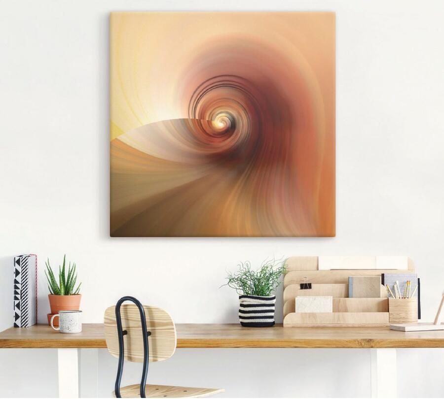 Artland Artprint op linnen Abstract in crème gespannen op een spieraam - Foto 3