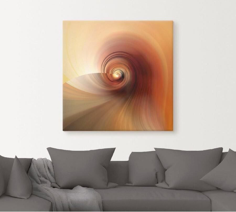 Artland Artprint op linnen Abstract in crème gespannen op een spieraam - Foto 4