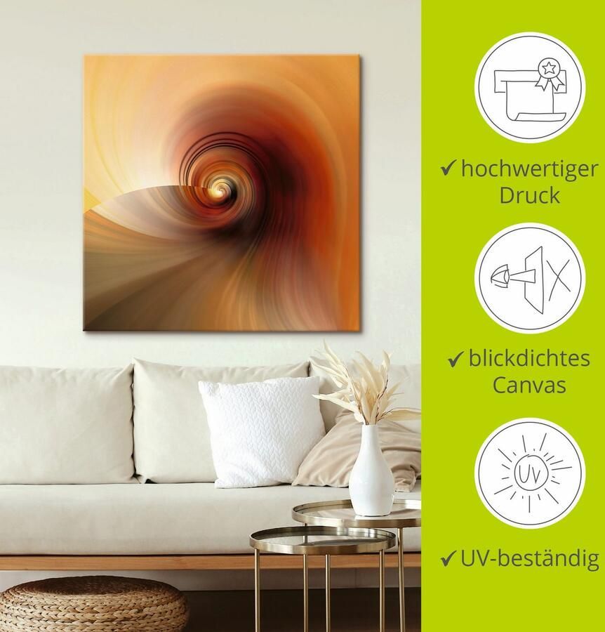 Artland Artprint op linnen Abstract in crème gespannen op een spieraam - Foto 2