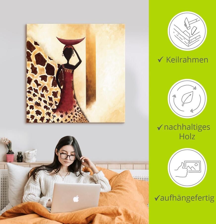 Artland Artprint op linnen Afrikaanse vrouw II gespannen op een spieraam - Foto 3