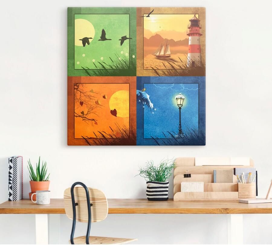 Artland Artprint op linnen Alle 4 seizoenen gespannen op een spieraam - Foto 3