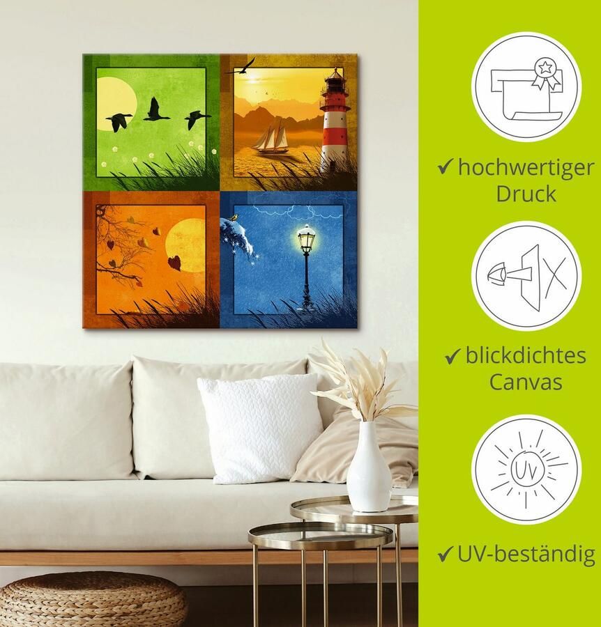 Artland Artprint op linnen Alle 4 seizoenen gespannen op een spieraam - Foto 2