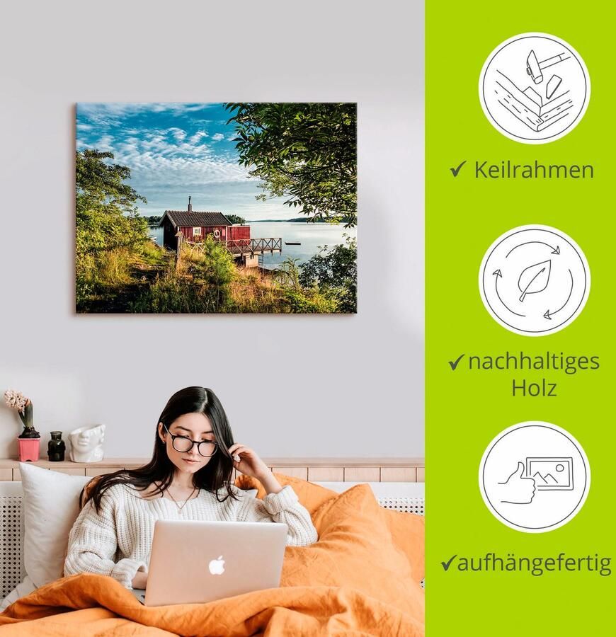 Artland Artprint op linnen Archipel Zweedse kust I gespannen op een spieraam