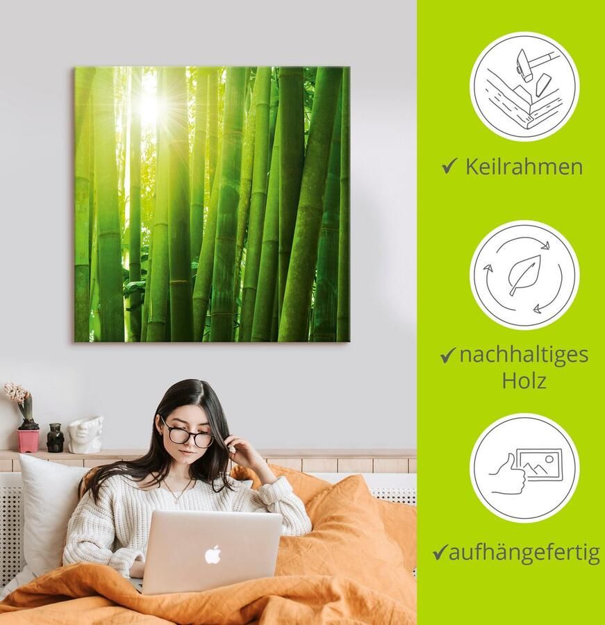 Artland Artprint op linnen Aziatisch bamboebos in ochtendlicht - Foto 3