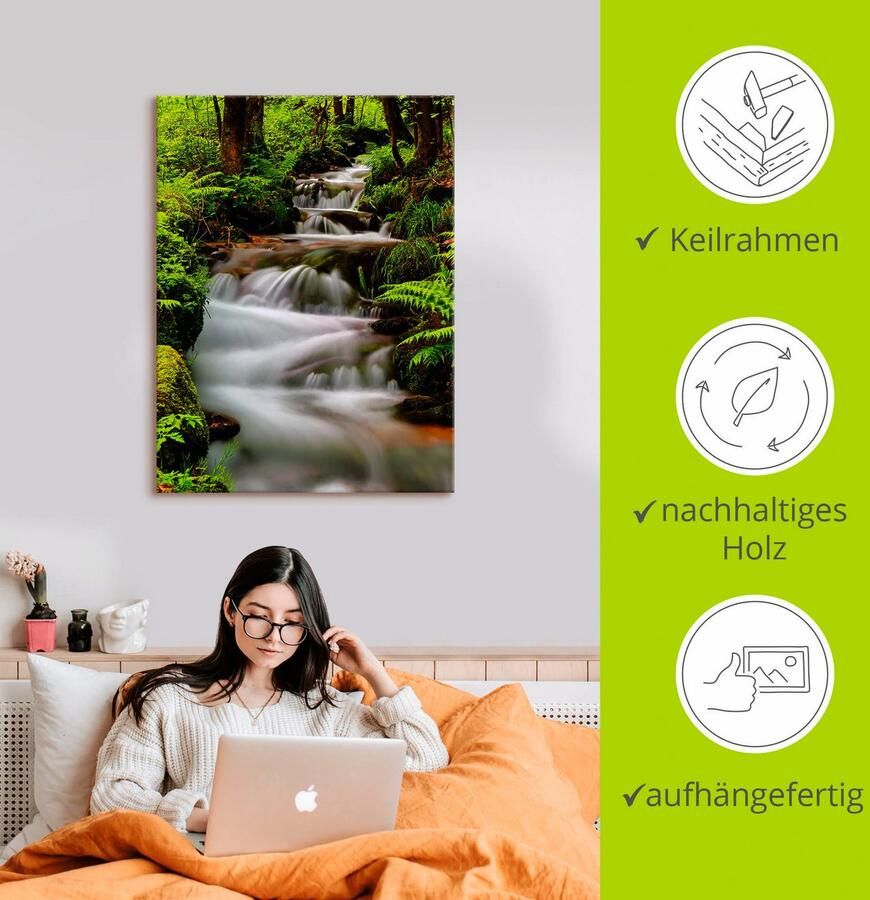 Artland Artprint op linnen Beekje in Zwarte Woud gespannen op een spieraam