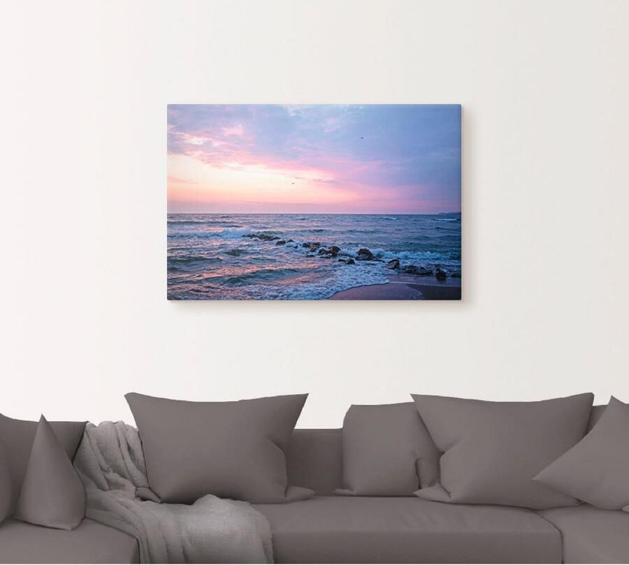 Artland Artprint op linnen Begin van de dag aan het mooie Oostzeestrand - Foto 4