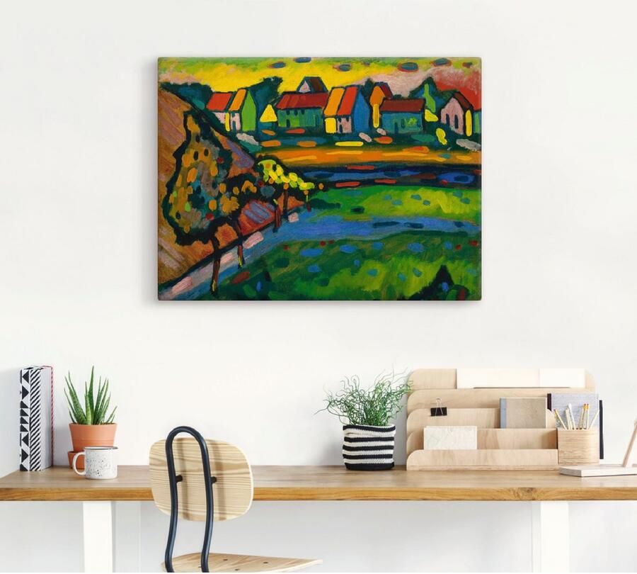 Artland Artprint op linnen Beiers dorp met veld. 1908 - Foto 3