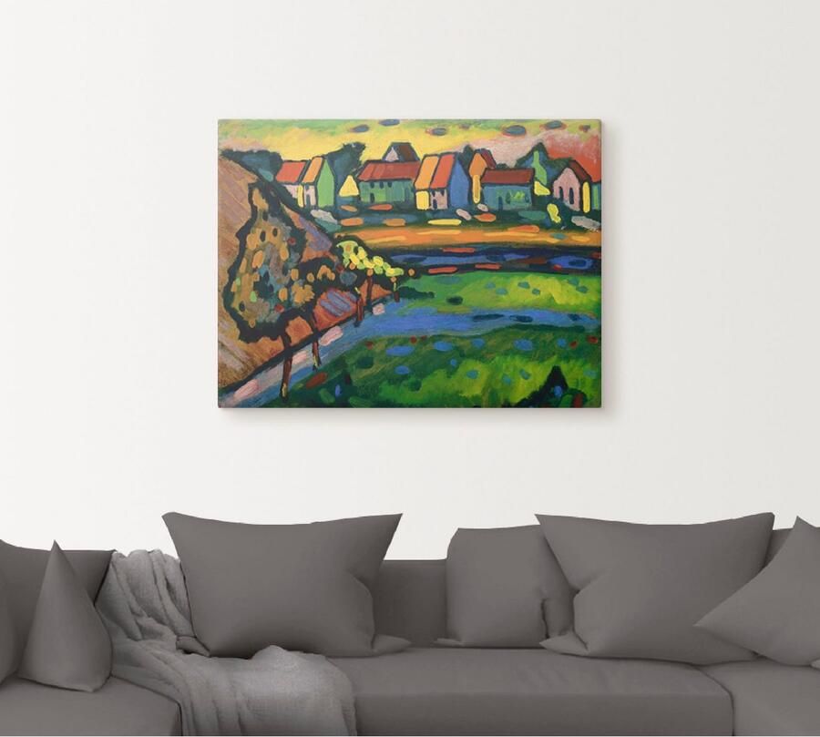 Artland Artprint op linnen Beiers dorp met veld. 1908 - Foto 4