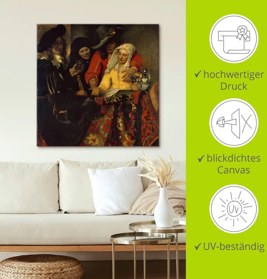 Artland Artprint op linnen Bij de koppelaarster. 1656 - Foto 3