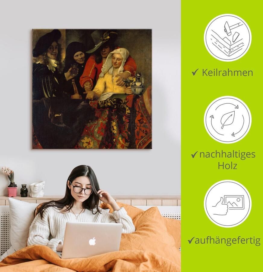 Artland Artprint op linnen Bij de koppelaarster. 1656 - Foto 2