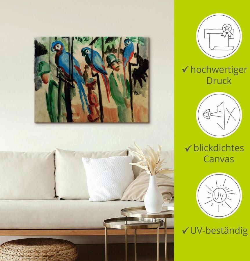 Artland Artprint op linnen Bij de papegaaien gespannen op een spieraam - Foto 3